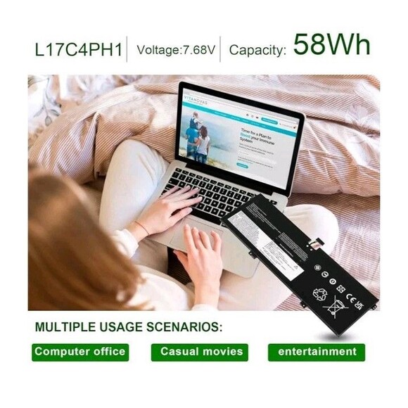 New Laptop Battery 5B10QI2427 Compatible with Lenovo Yoga L17L4PH1 etc - Picture 6 of 10